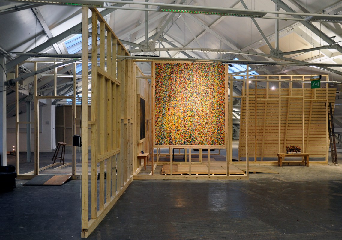 full structure with bracey painting and view of popp stool